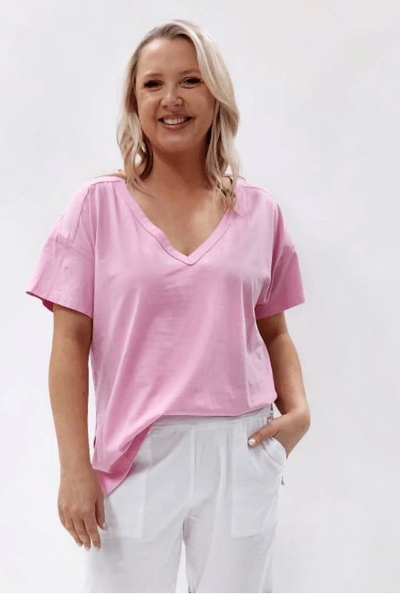 Stella Basic Tee - Pink - TZ17 - Pizazz BoutiqueThreadz