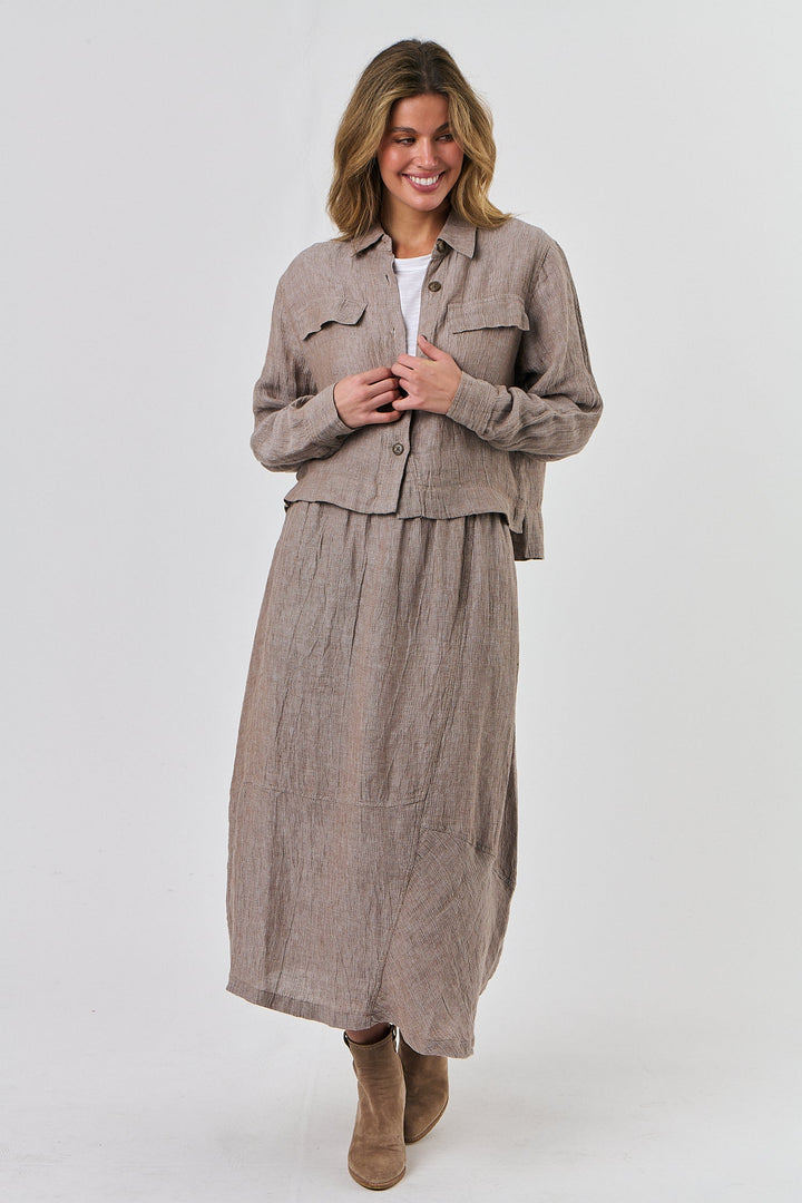 Stella Linen Crop Jacket - Truffle - OJ50 - Pizazz BoutiqueNaturals By O & J
