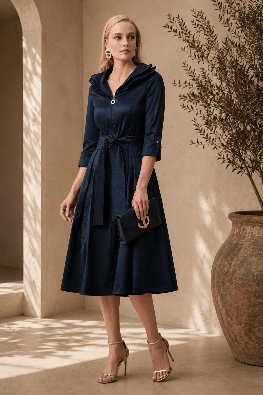 Stretch Taffeta Dress - Navy - JR16 - Pizazz BoutiqueJoseph Ribkoff