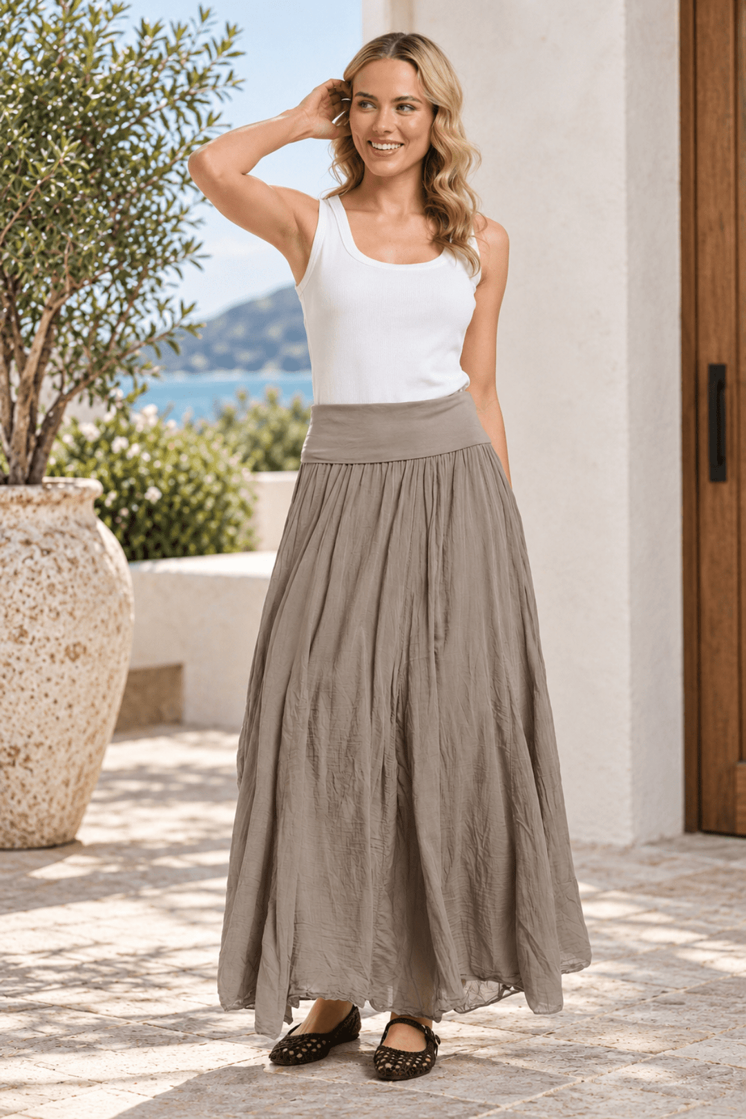 Talia Maxi Skirt - Taupe - UL1 - Pizazz BoutiqueUrban Luxury