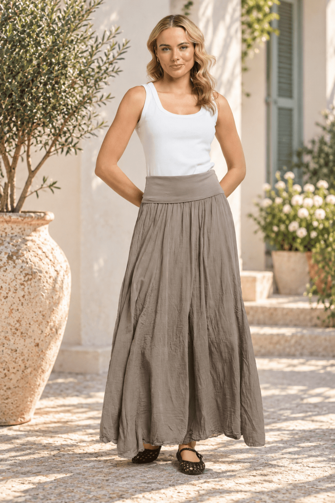 Talia Maxi Skirt - Taupe - UL1 - Pizazz BoutiqueUrban Luxury