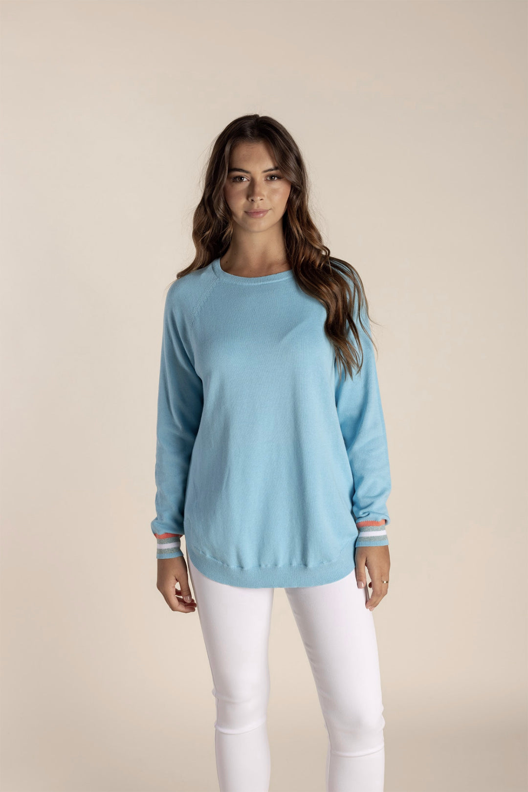 Talia Scooped Hem Sweater - Turquoise - TT28