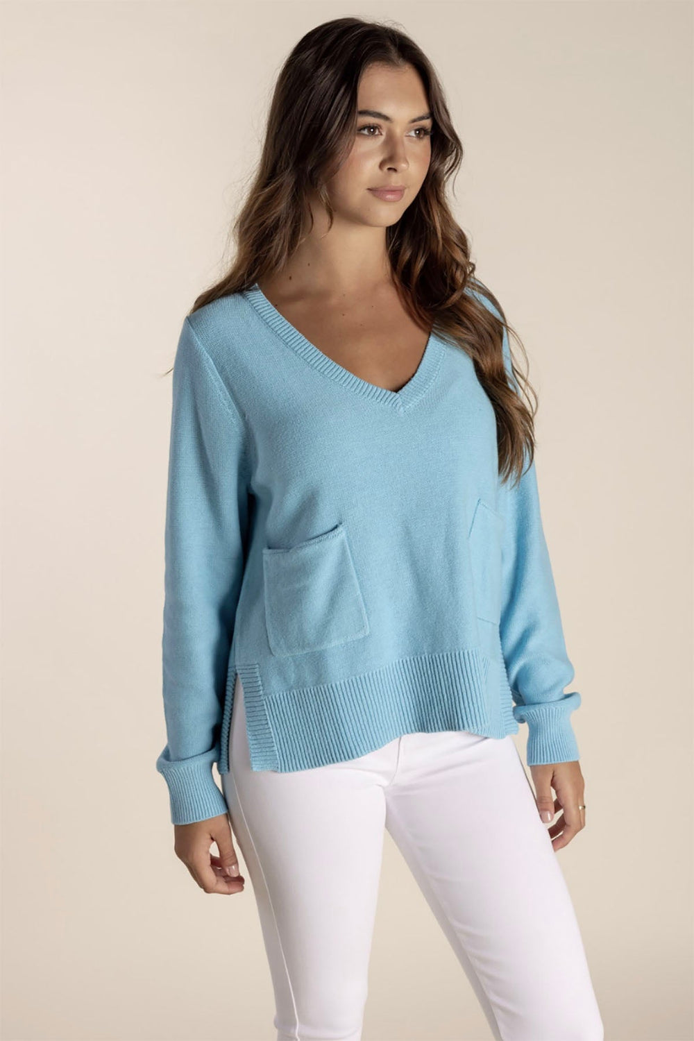 Tamilo Pocket Sweater - Turquoise - TT11 - Pizazz BoutiqueTwo - T's