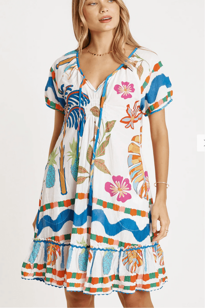 Tasmin Shirred Dress - White - LL8 - Pizazz BoutiqueLula Life