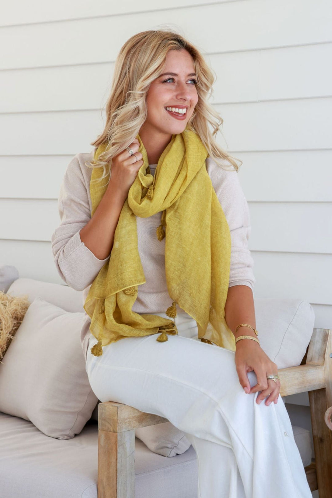 Tassel Scarf - Mustard - FR29 - Pizazz BoutiqueFree Spirit