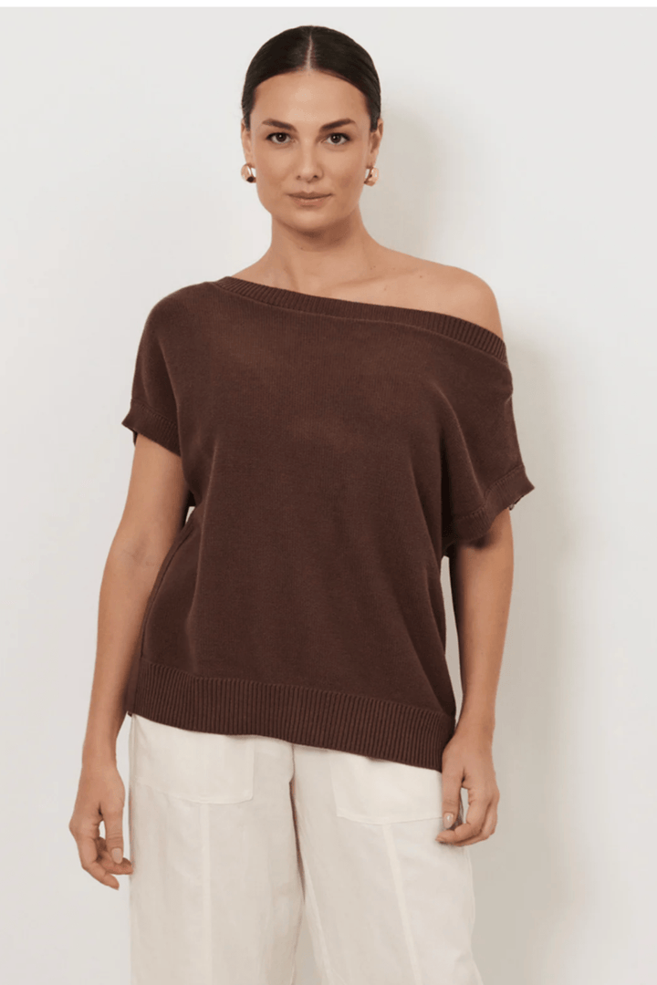 Terrie Angled Knit - Chocolate - AD3 - Pizazz BoutiqueAdorne