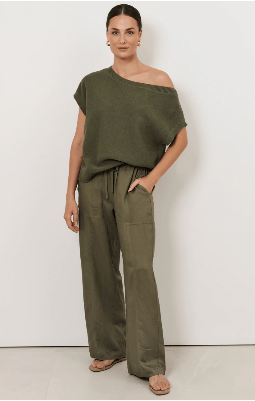 Terrie Angled Knit - Khaki - AD3 - Pizazz BoutiqueAdorne