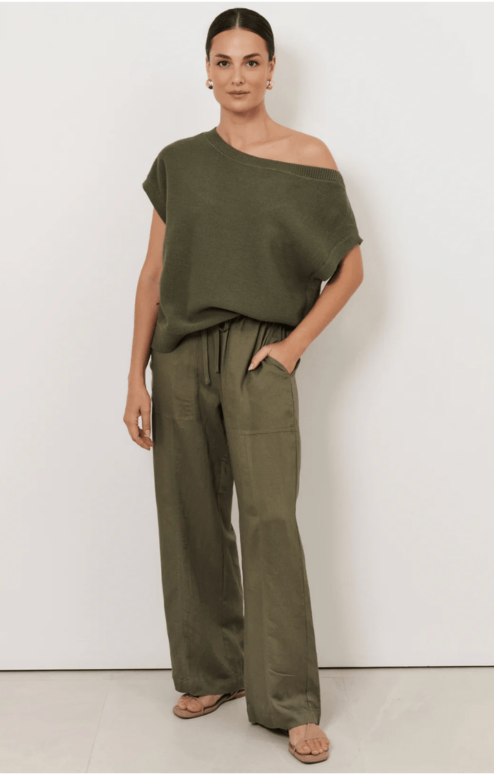 Terrie Angled Knit - Khaki - AD3 - Pizazz BoutiqueAdorne
