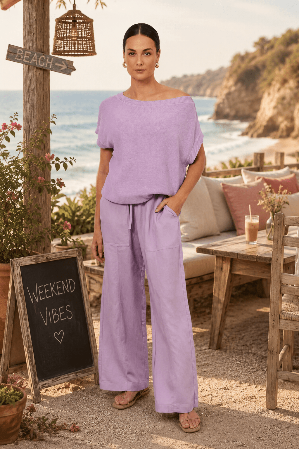 Terrie Angled Knit - Lilac - AD3 - Pizazz BoutiqueAdorne