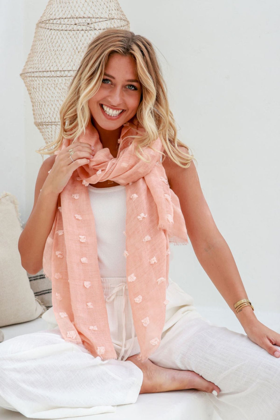 Textured Scarf - Apricot Crush - FR32 - Pizazz BoutiqueFree Spirit