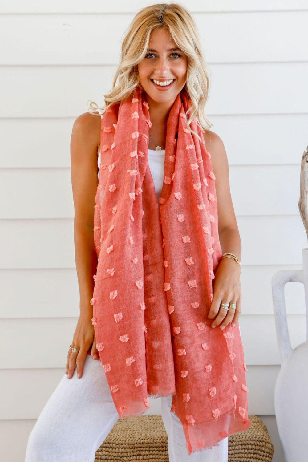 Textured Scarf - Terracotta - FR32 - Pizazz BoutiqueFree Spirit