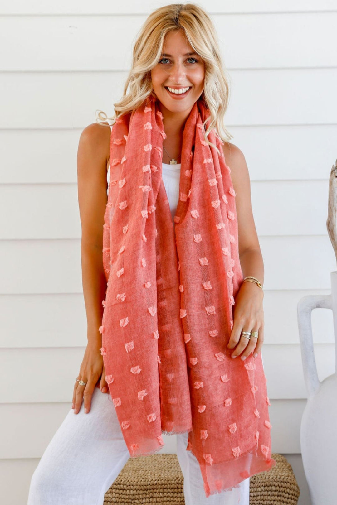 Textured Scarf - Terracotta - FR32 - Pizazz BoutiqueFree Spirit