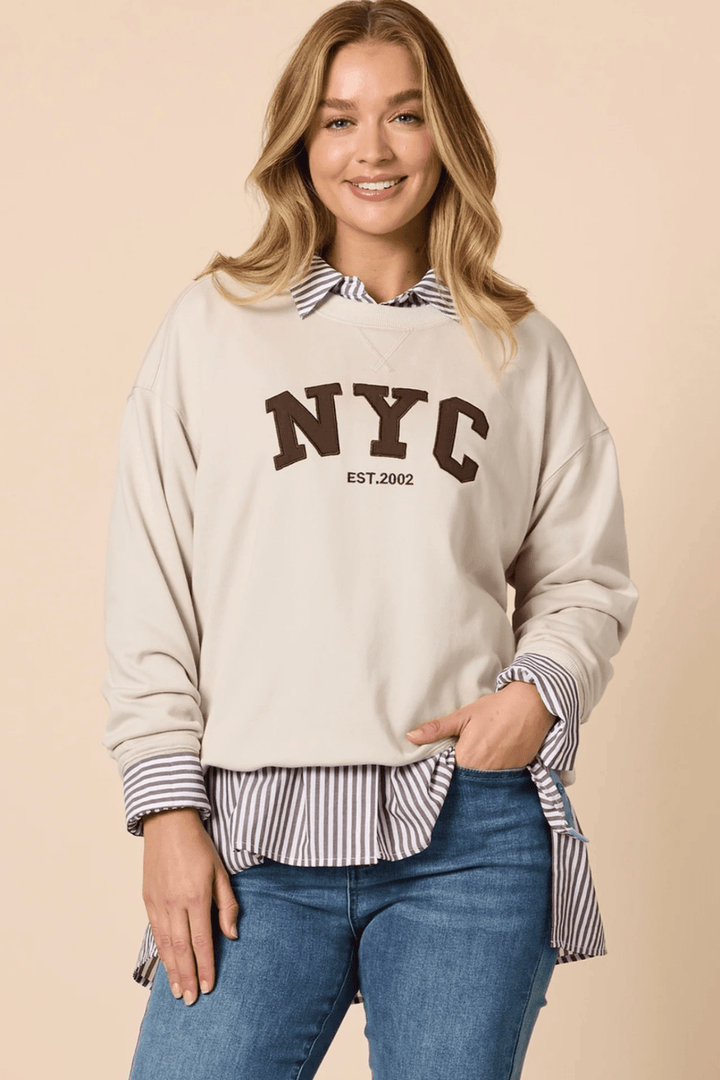 The NYC Sweatshirt - Natural - TZ49 - Pizazz BoutiqueThreadz