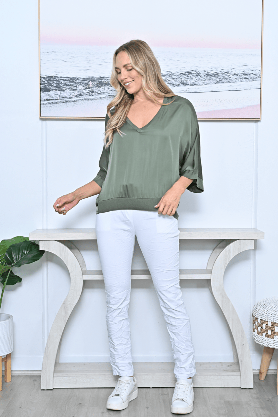 The Valetta V - Neck - Khaki - AE12 - Pizazz BoutiqueAE Luxe