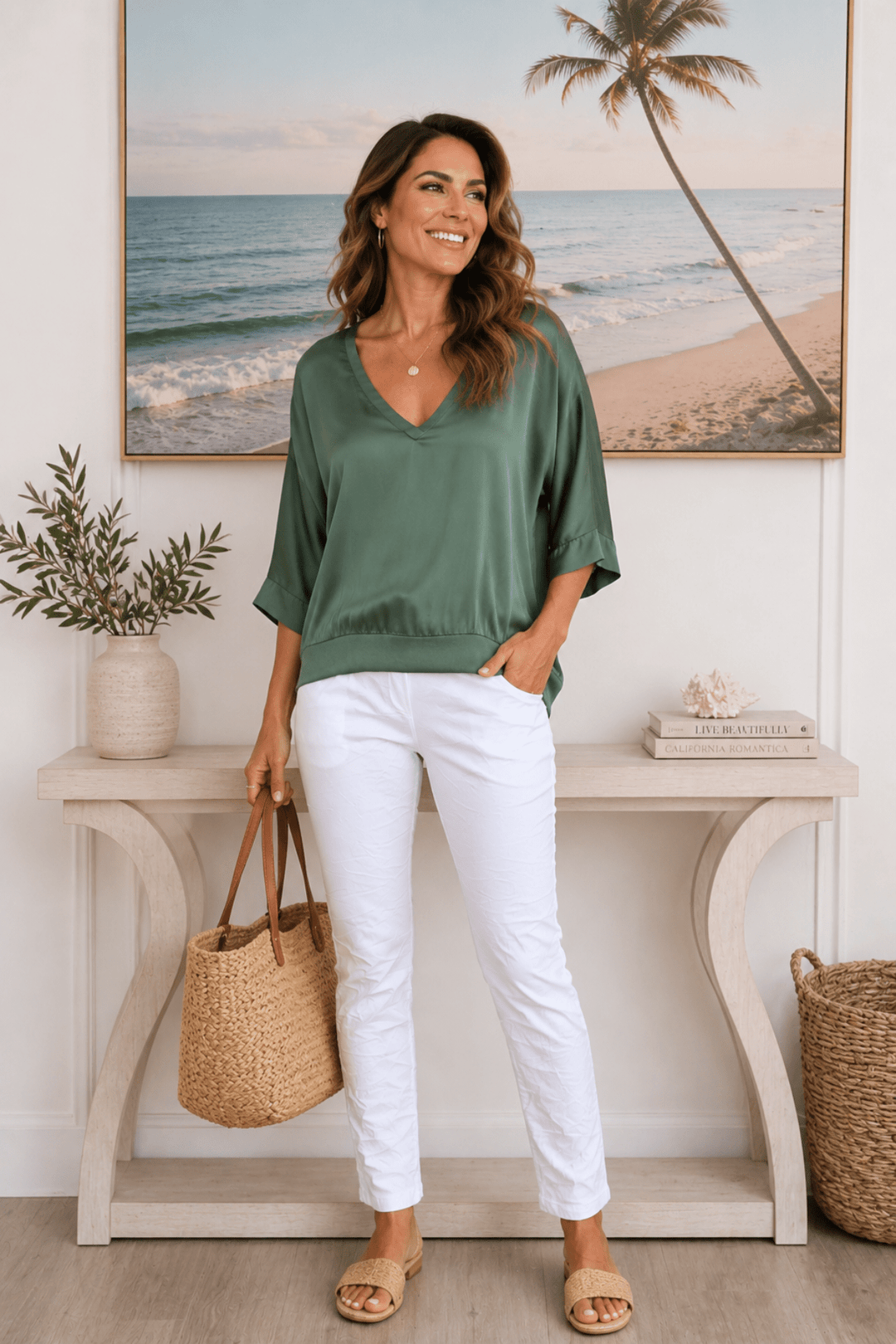 The Valetta V - Neck - Khaki - AE12 - Pizazz BoutiqueAE Luxe