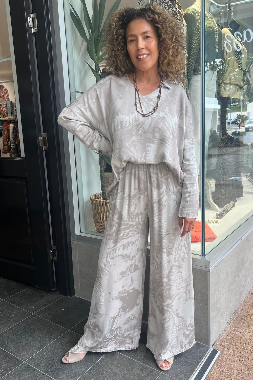 Tie Dye Silk Top - Fawn - CG8 - Pizazz BoutiqueCindy G
