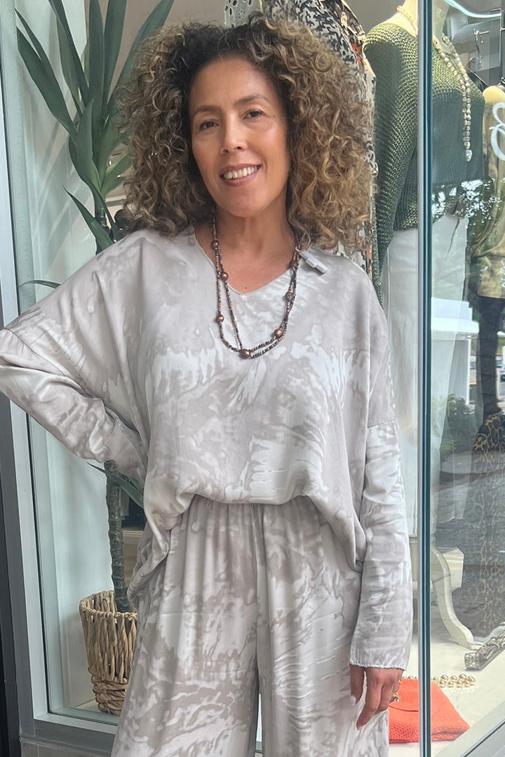 Tie Dye Silk Top - Fawn - CG8 - Pizazz BoutiqueCindy G
