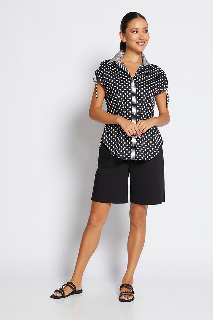 Tie Combo Blouse - Black - PH1