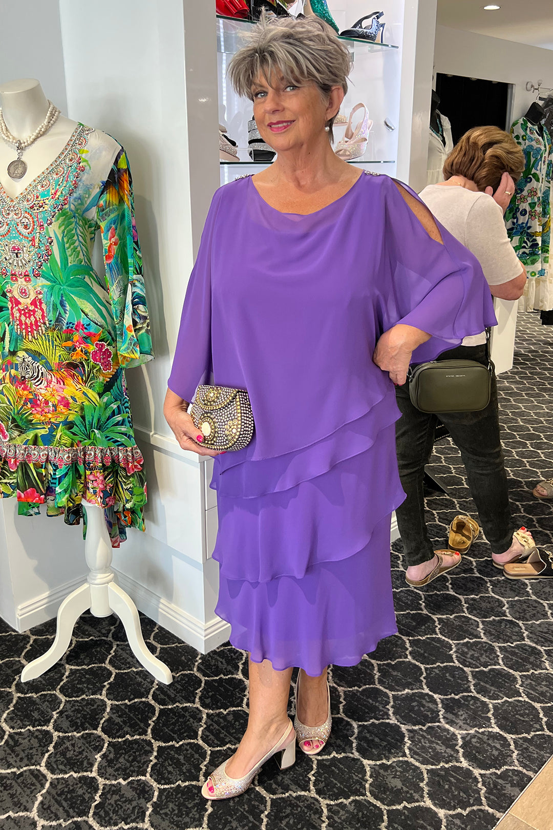 Tiered Chiffon Dress | Purple  | LJ1