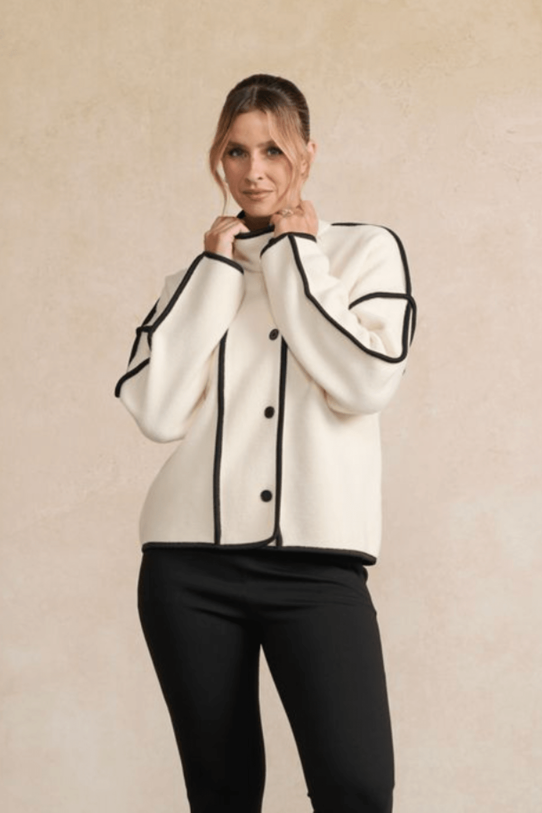 Tiffany Jacket - Cream/Black - CJ31 - Pizazz BoutiqueHolmes & Fallon