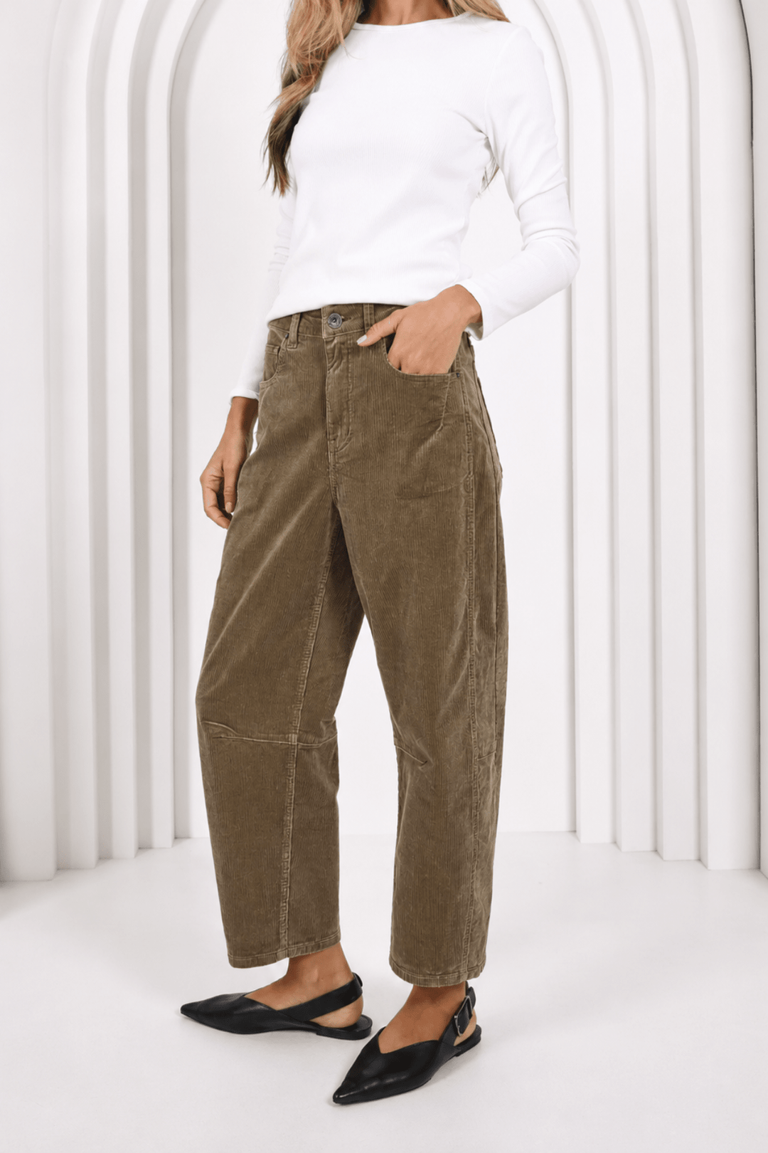 Toni Barrel Cord Jeans - Sage - MC1 - Pizazz BoutiqueMonaco Jeans