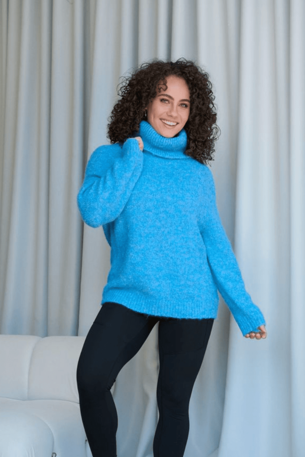Toni Roll Neck Knit - Azure - CJ38 - Pizazz BoutiqueCaju