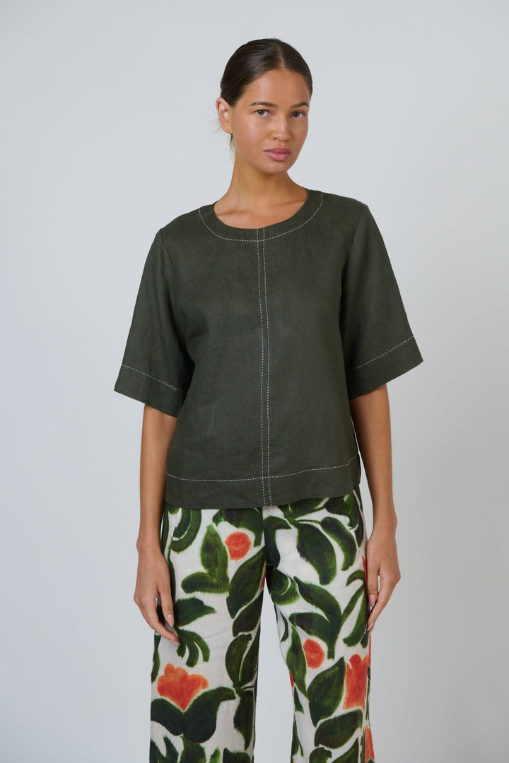 Topiary Linen Top - Pizazz BoutiqueNaturals By O & J