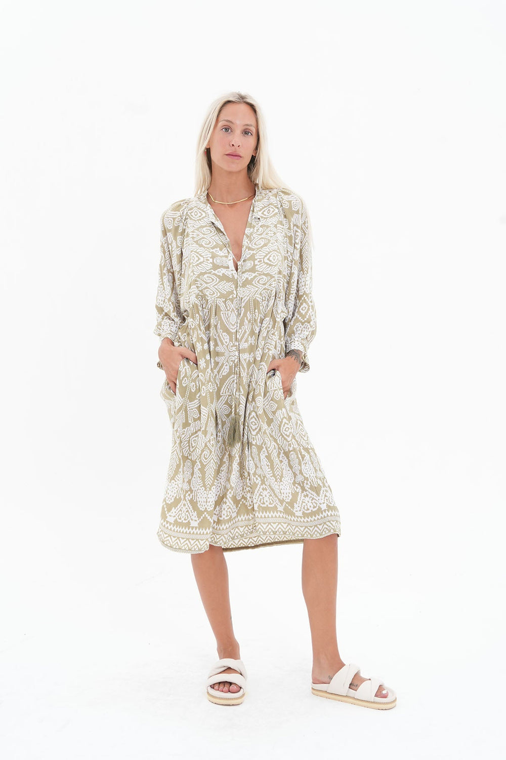 Toteme Midi Dress - Khaki - CB21 - Pizazz BoutiqueCarbon The Label