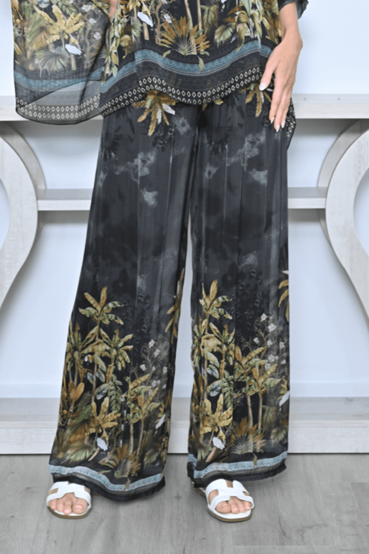 Tropical Pant - Black - CC16 - Pizazz BoutiqueCali & Co