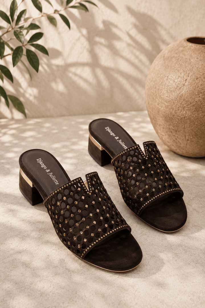 Tropics Jewel Slides - Choc/Gold - DJ68 - Pizazz BoutiqueDjango & Juliette