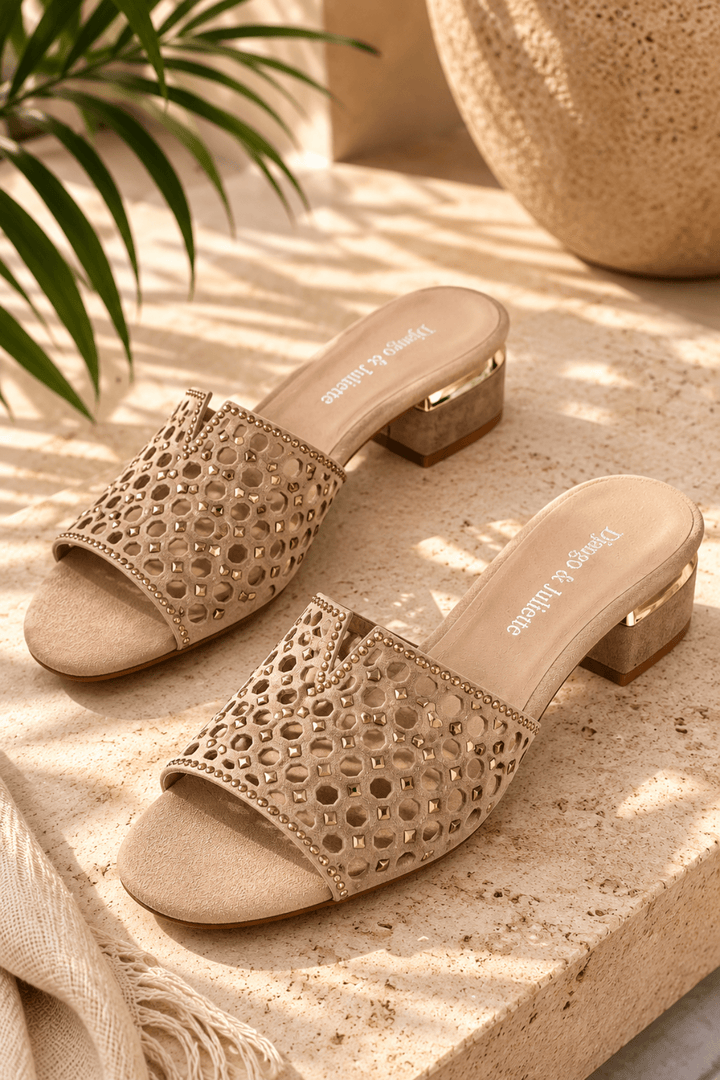 Tropics Jewel Slides - Sandy/Gold - DJ68 - Pizazz BoutiqueDjango & Juliette