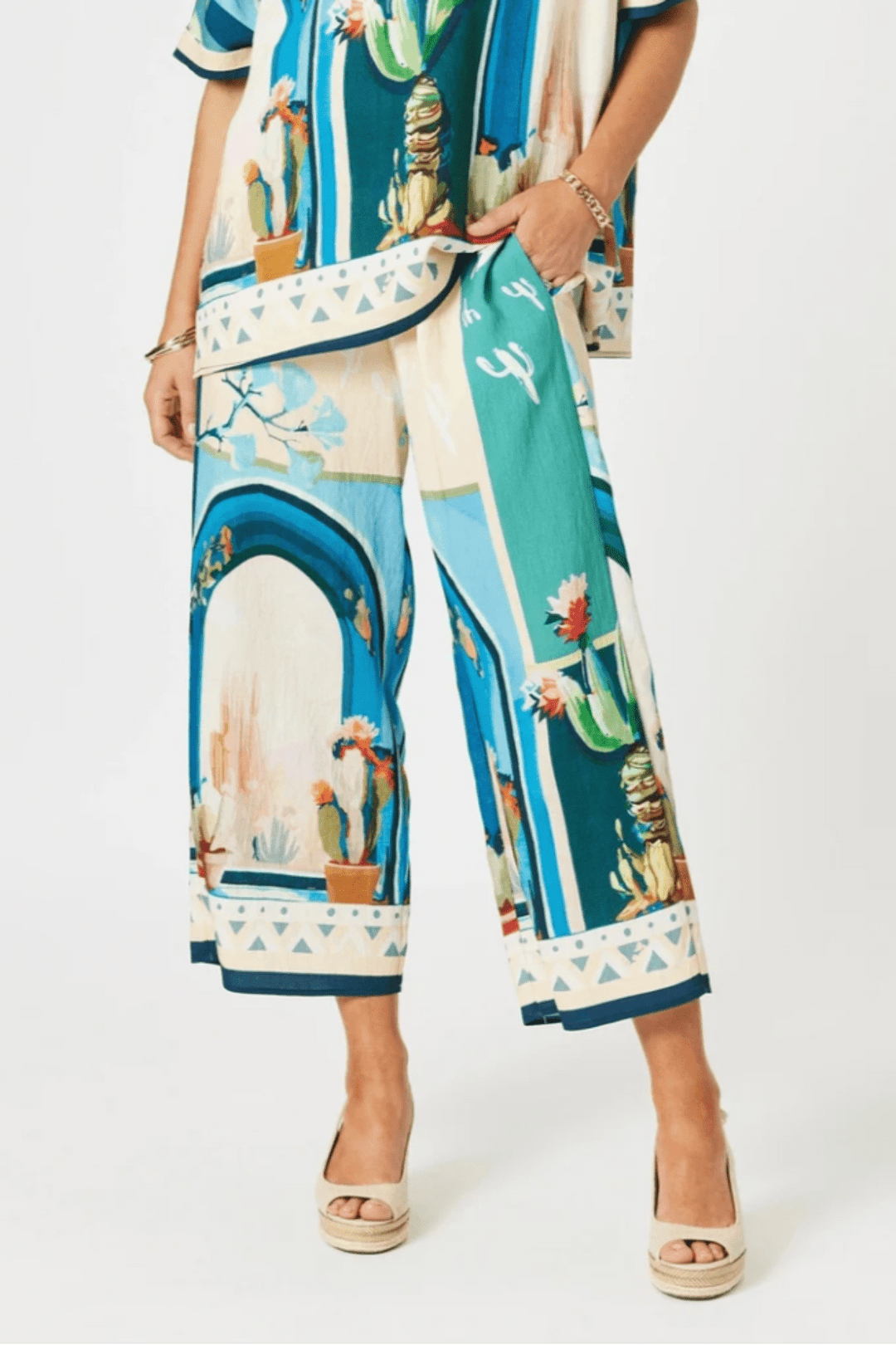 Tulum Pant - Blue Multi Print - TZ26 - Pizazz BoutiqueThreadz
