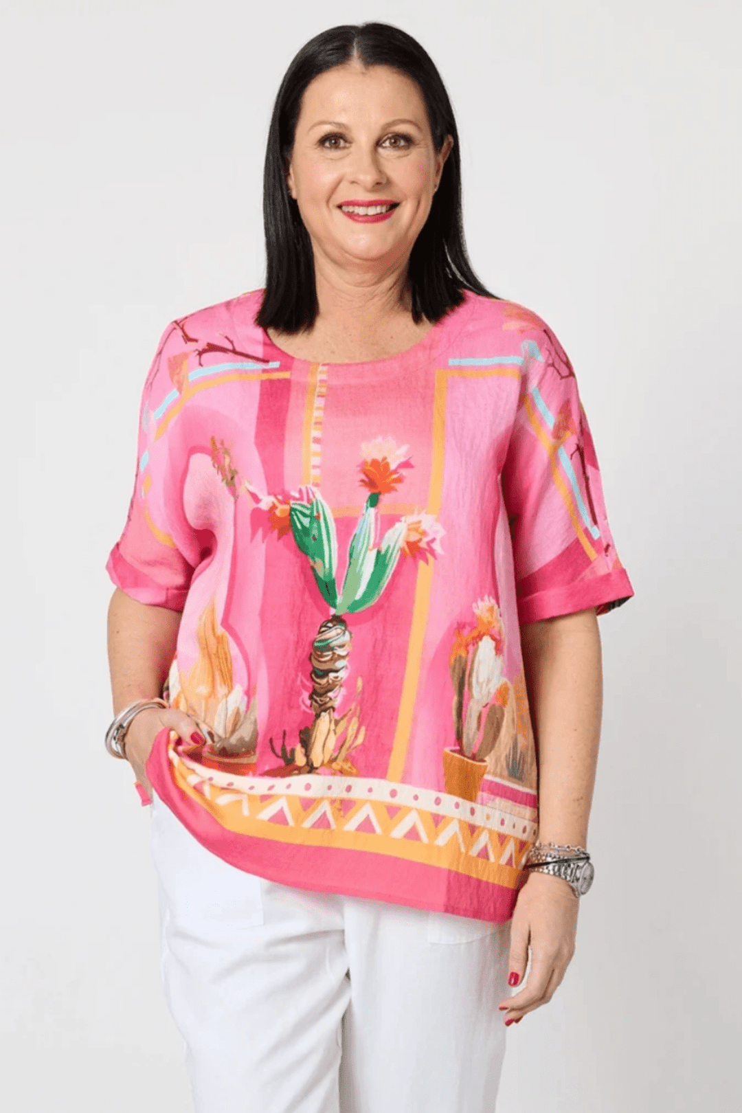 Tulum Shell Top - Pink/Multi - TZ19 - Pizazz BoutiqueThreadz