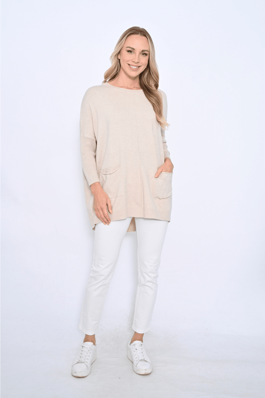 Two Pocket Harriet Jumper - Beige - CC23 - Pizazz BoutiqueCali & Co