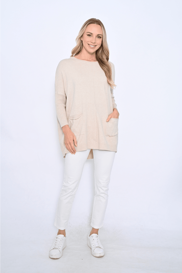 Two Pocket Harriet Jumper - Beige - CC23 - Pizazz BoutiqueCali & Co