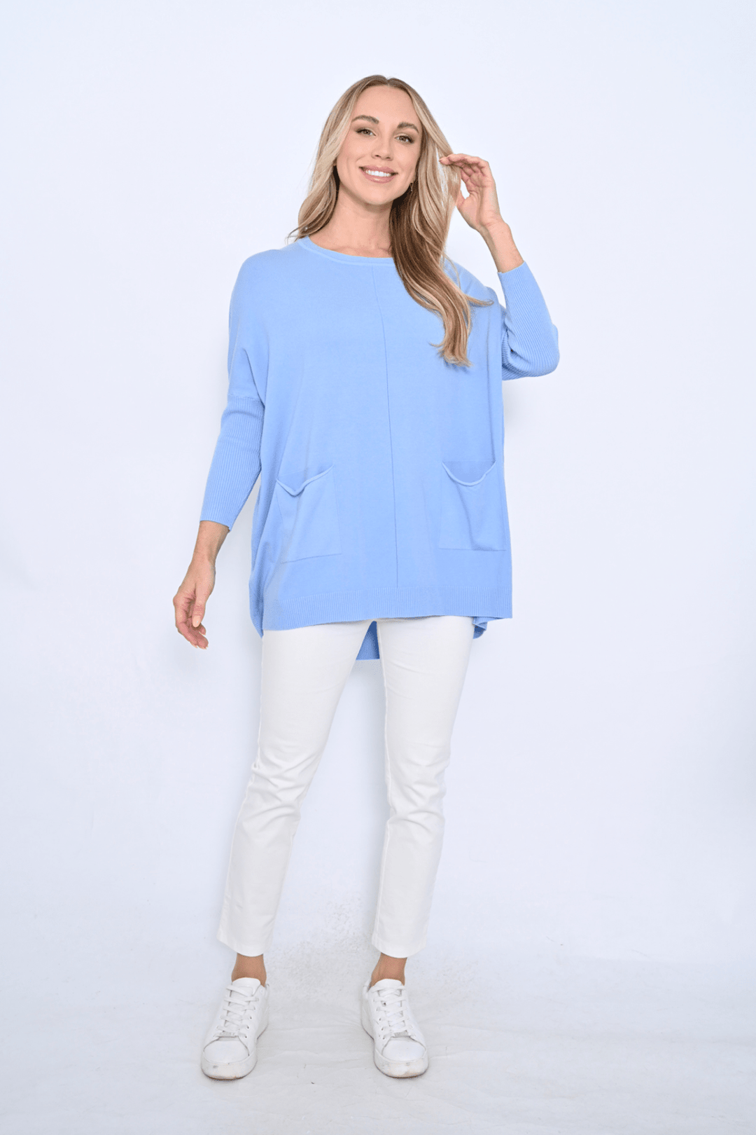 Two Pocket Harriet Jumper - Ice Blue - CC23 - Pizazz BoutiqueCali & Co