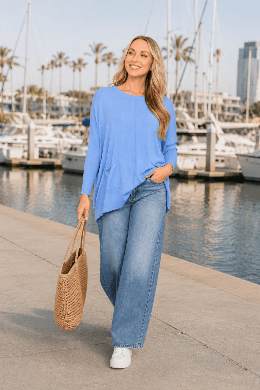 Two Pocket Harriet Jumper - Ice Blue - CC23 - Pizazz BoutiqueCali & Co