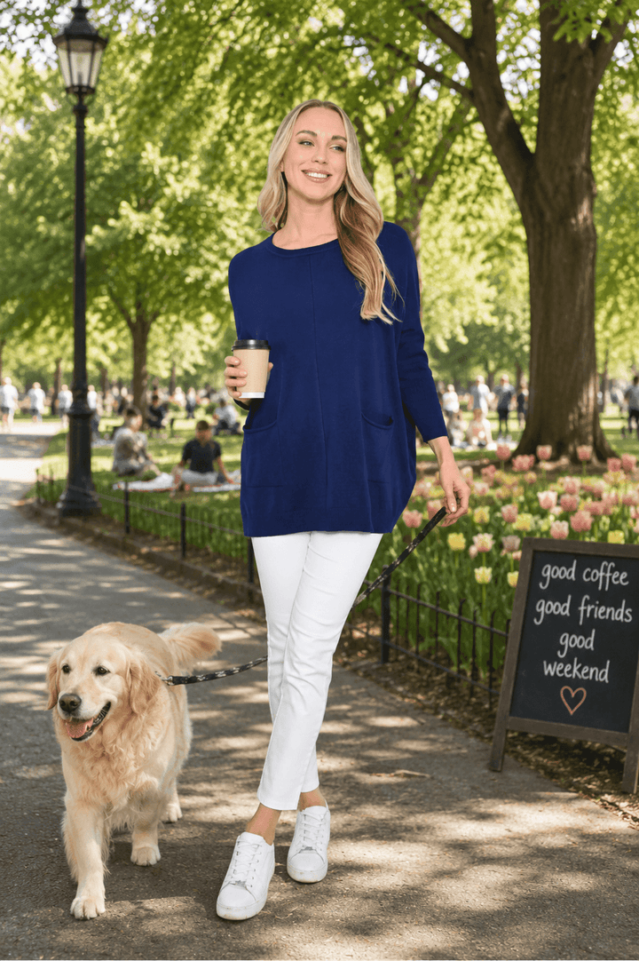 Two Pocket Harriet Jumper - Navy - CC23 - Pizazz BoutiqueCali & Co