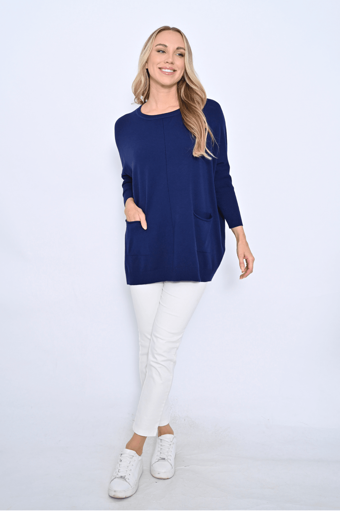 Two Pocket Harriet Jumper - Navy - CC23 - Pizazz BoutiqueCali & Co