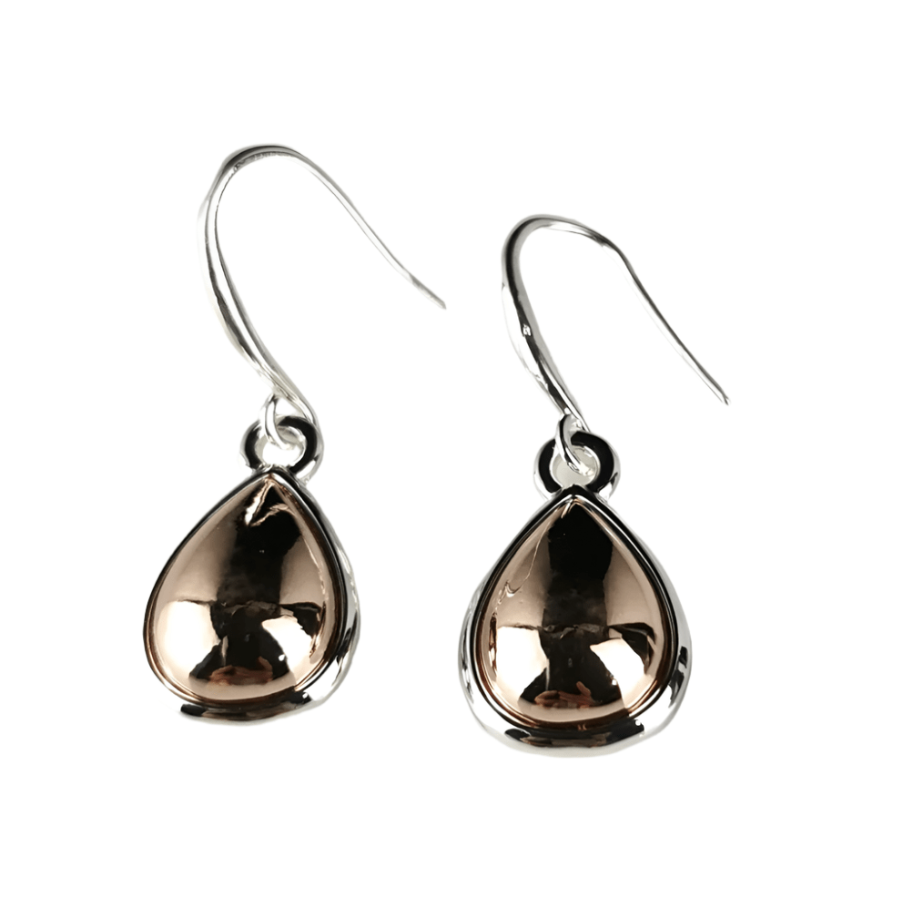 Two Tone Tear Drop - Rose Gold & Silver - SJ15 - Pizazz BoutiqueSpice Up