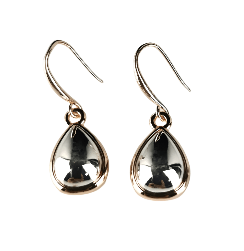 Two Tone Tear Drop - Silver & Rose Gold - SJ15 - Pizazz BoutiqueSpice Up