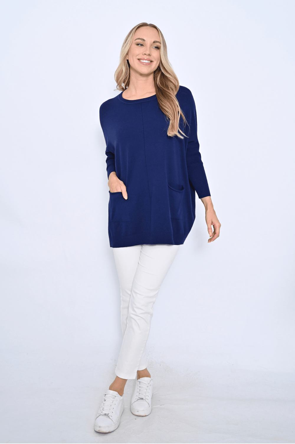 Two Pocket Harriet Jumper - Navy - CC23 - Pizazz BoutiqueCali & Co
