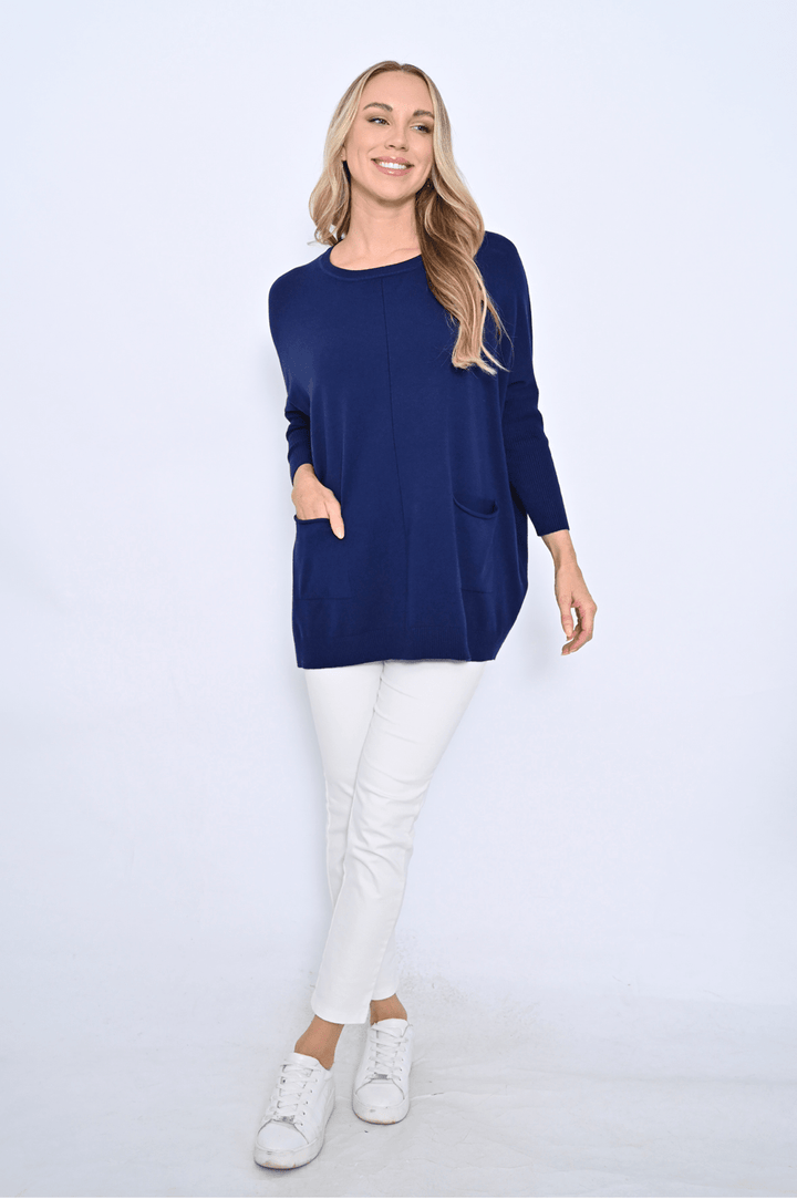 Two Pocket Harriet Jumper - Navy - CC23 - Pizazz BoutiqueCali & Co