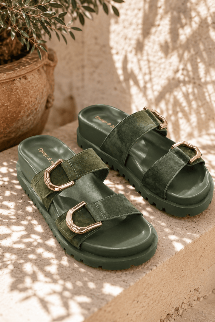 Ullana Leather Slides - Olive - DJ69 - Pizazz BoutiqueDjango & Juliette