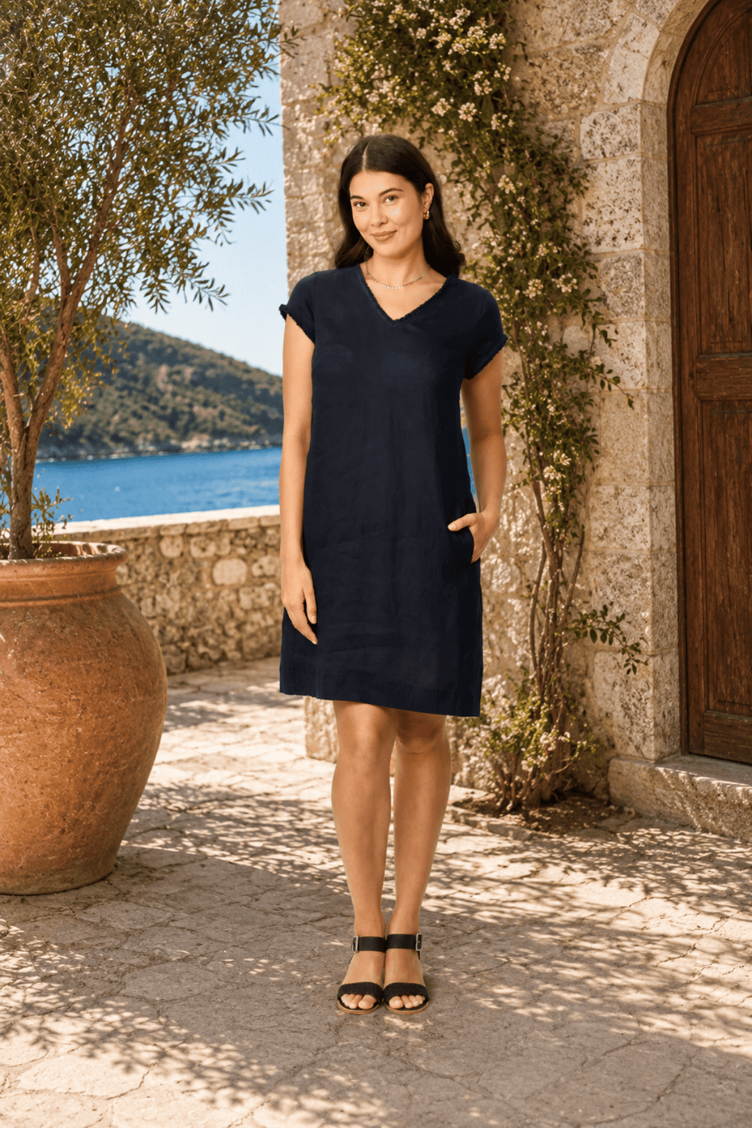 V Festival Dress - True Navy - F25 - Pizazz BoutiqueFoil