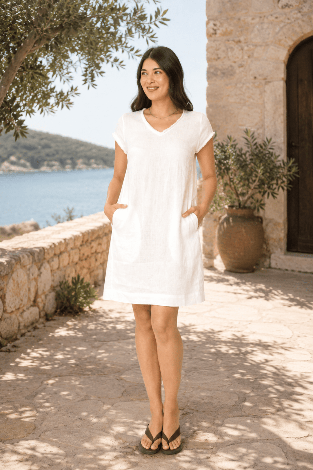 V Festival Dress - White - F25 - Pizazz BoutiqueFoil