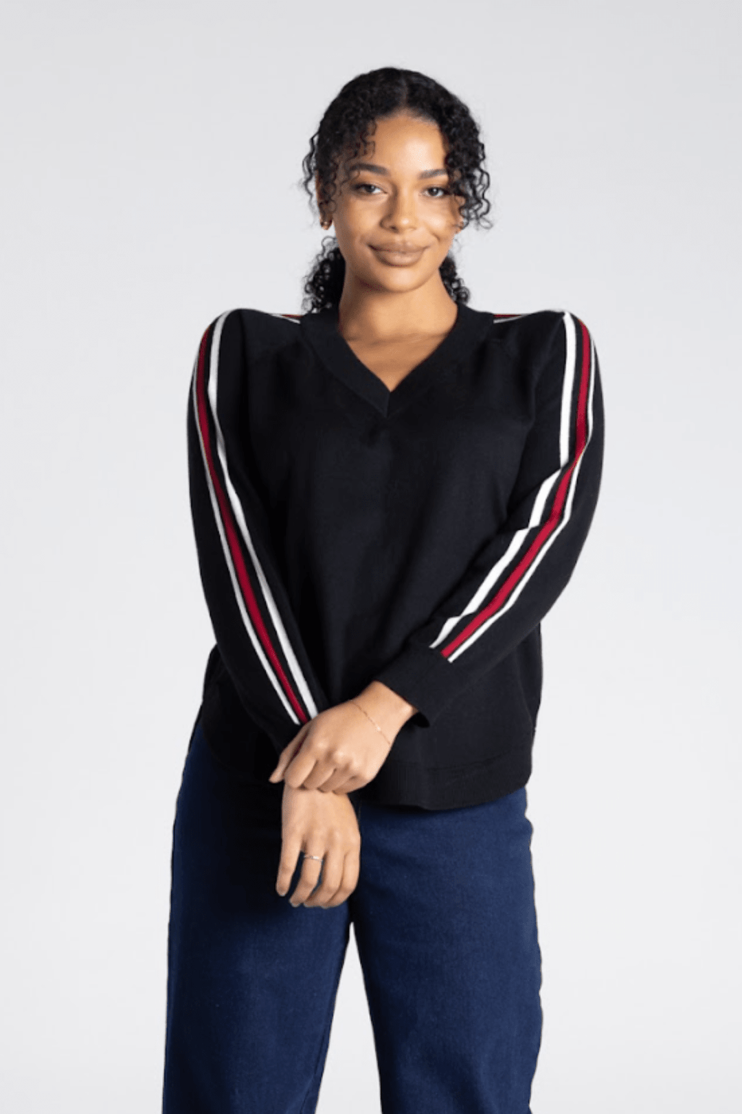 Vanessa V - Neck Knit - Black Combo - TT2 - Pizazz BoutiqueTwo - T's