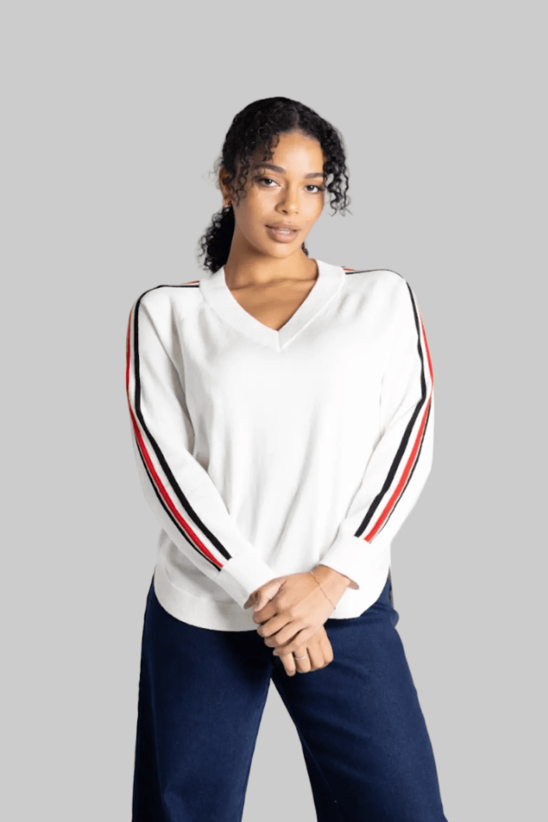 Vanessa V - Neck Knit - Ivory Combo - TT2 - Pizazz BoutiqueTwo - T's