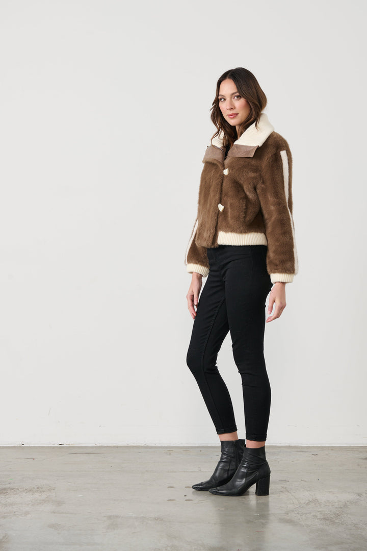 Vera Bomber Jacket - Brown - CJ4 - Pizazz BoutiqueCaju