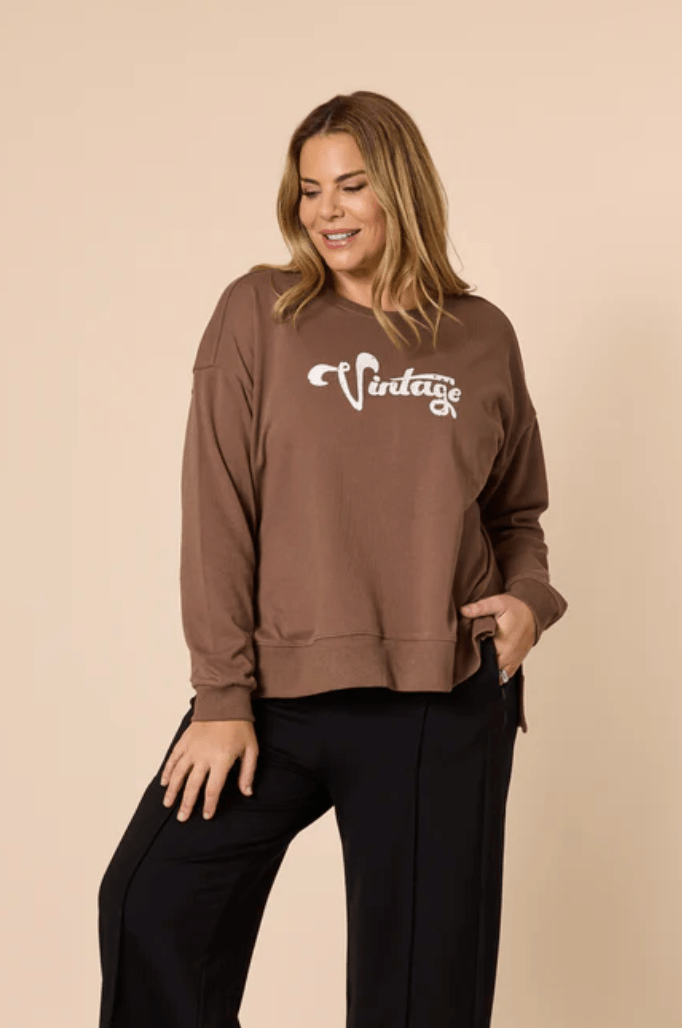 Vintage Sweatshirt - Chocolate - TZ25 - Pizazz BoutiqueThreadz
